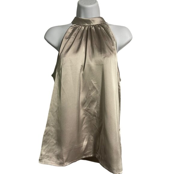 Joie Satin Halter Top Tie Back Blouse Size S Polyester & Spandex Taupe - Picture 1 of 6